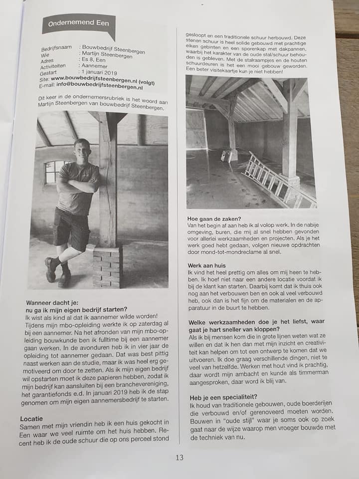 Artikel in de krant